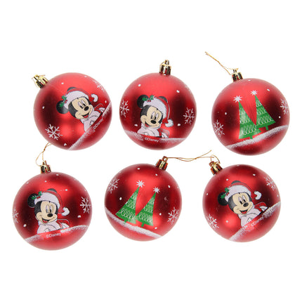 Mickey Mouse Kerstboomballen 8cm Pack 6 Disney Red